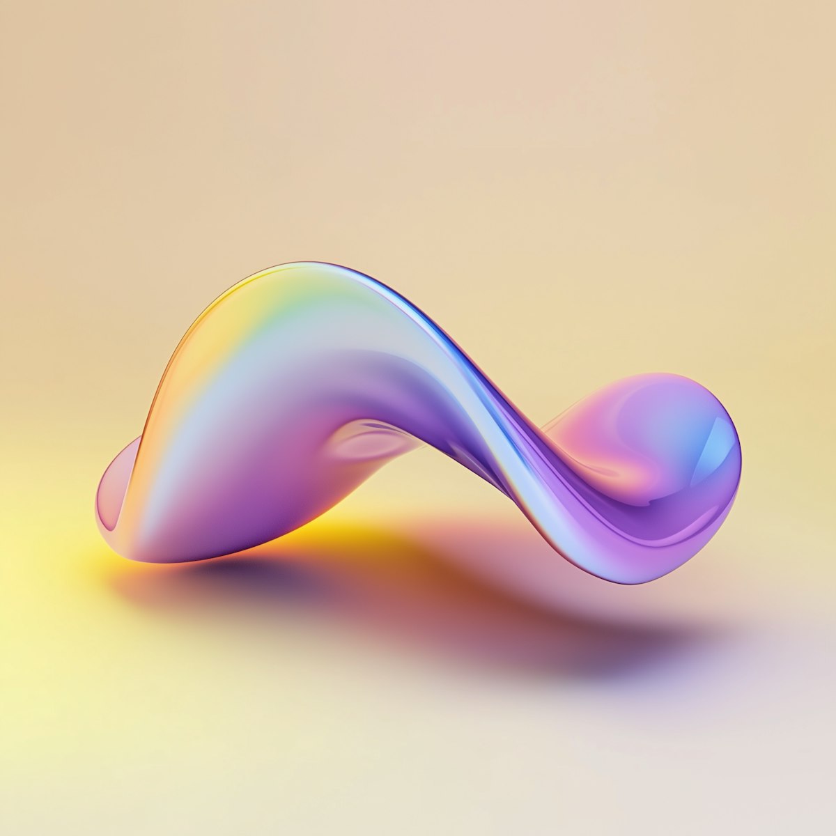 Iridescent ribbon shape that resembles a sound wave